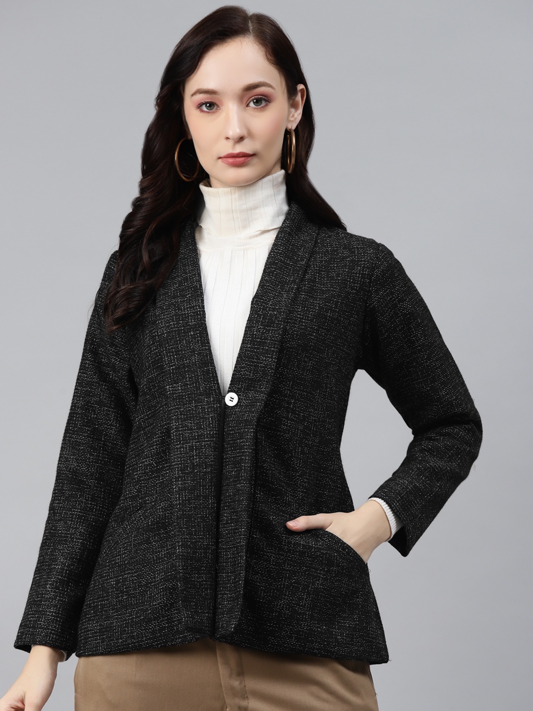 

Ayaany Women Black Woollen Coat