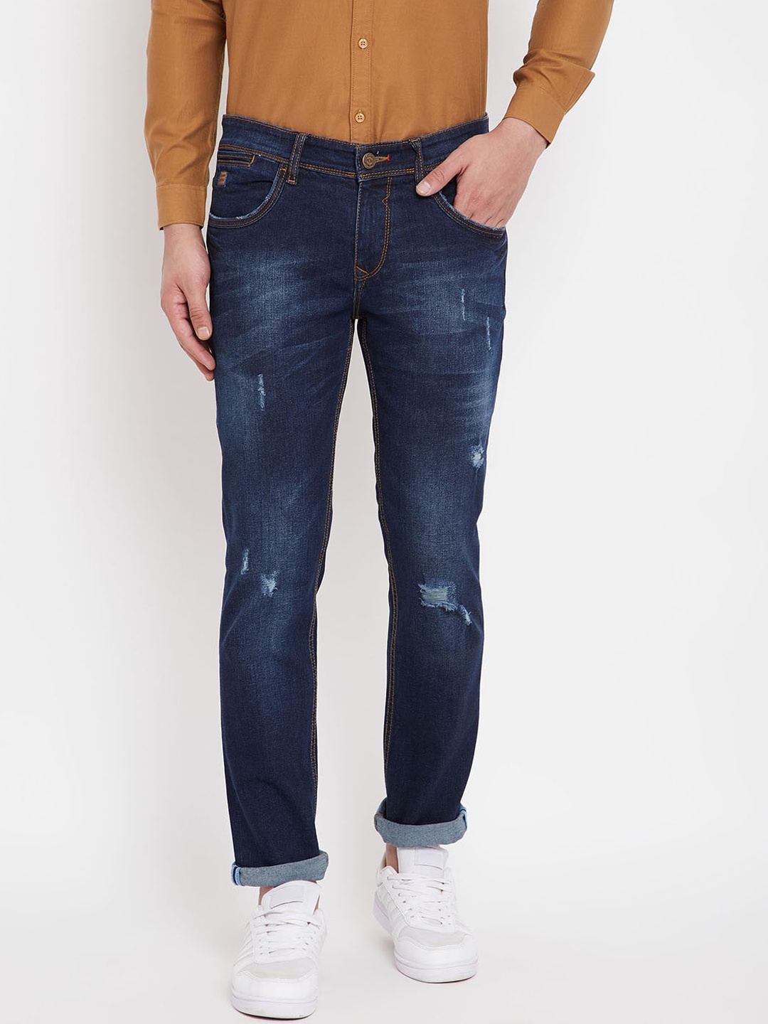 

Canary London Men Blue Slim Fit Low-Rise Low Distress Light Fade Jeans