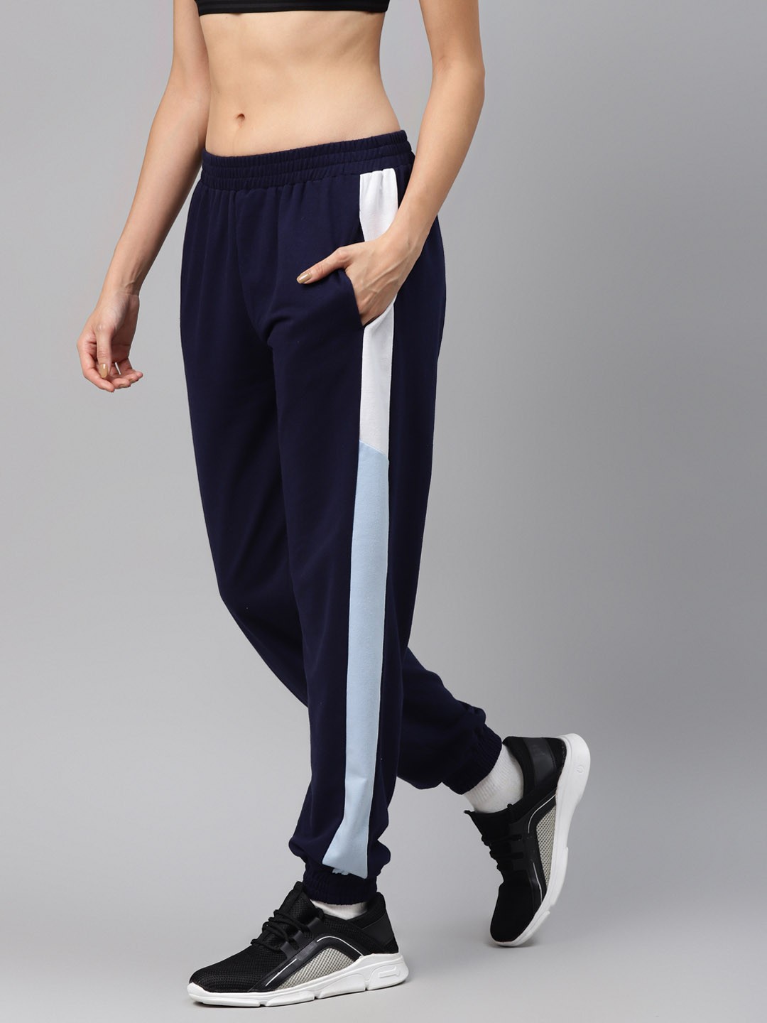 

Laabha Women Navy Blue Cotton Cargo Track Pant