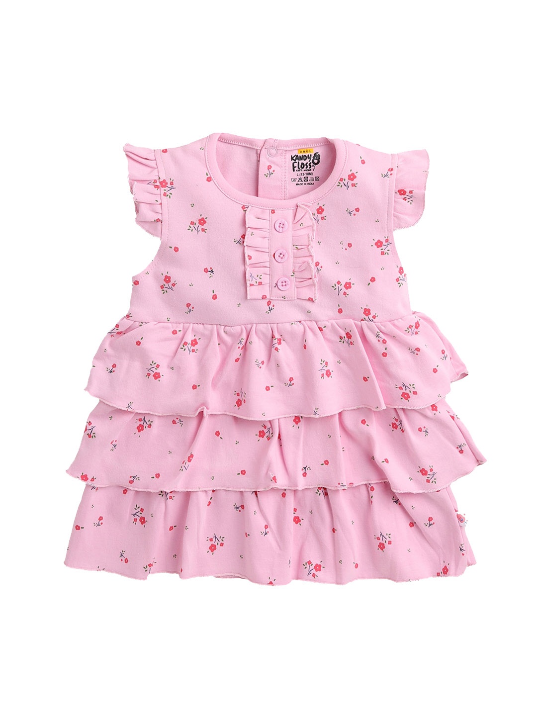 

AMUL Kandyfloss Girls Pink Peplum Dress