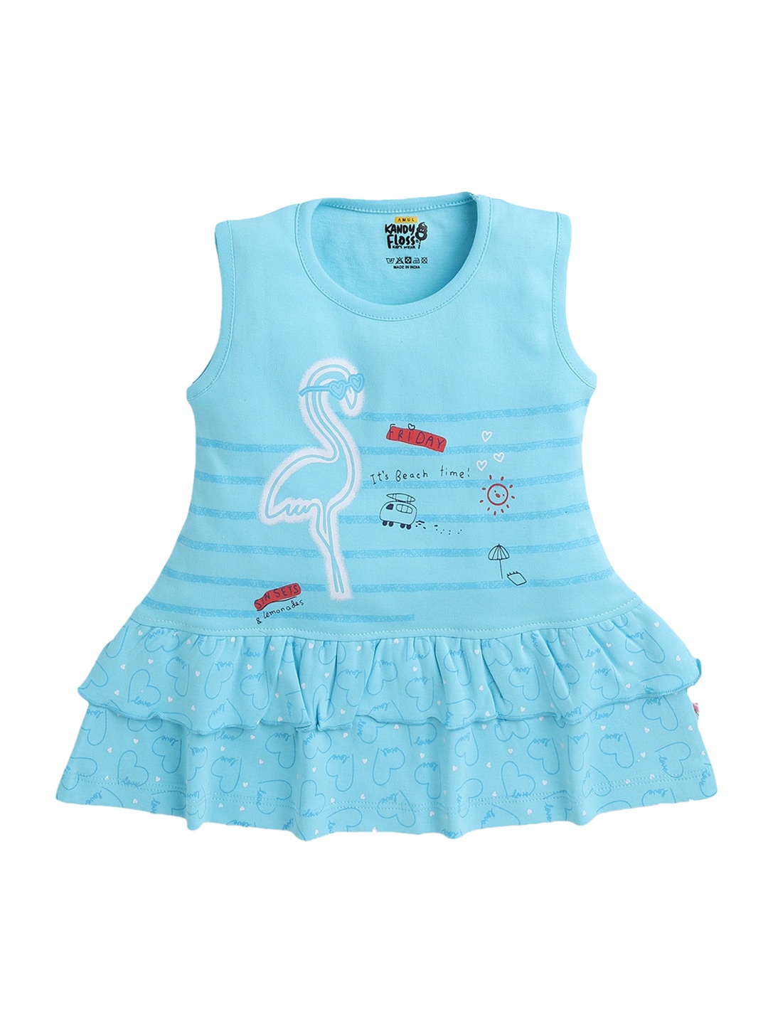 

AMUL Kandyfloss Girls Blue Printed A-Line Dress