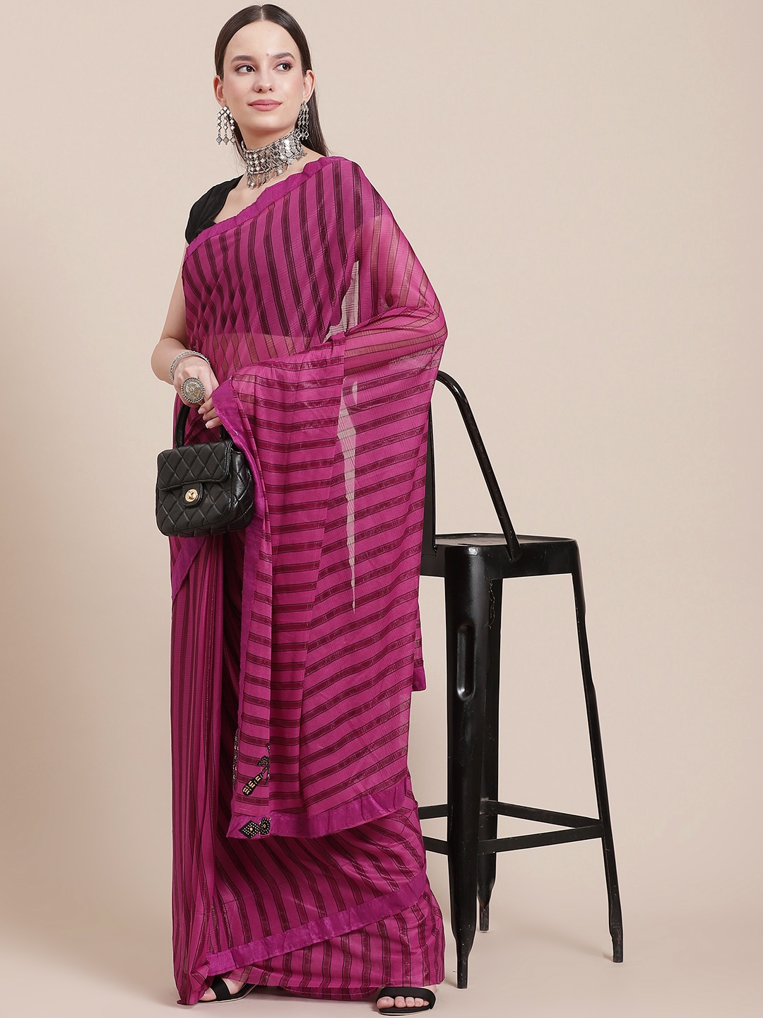 

Anouk Fuchsia Leheriya Saree