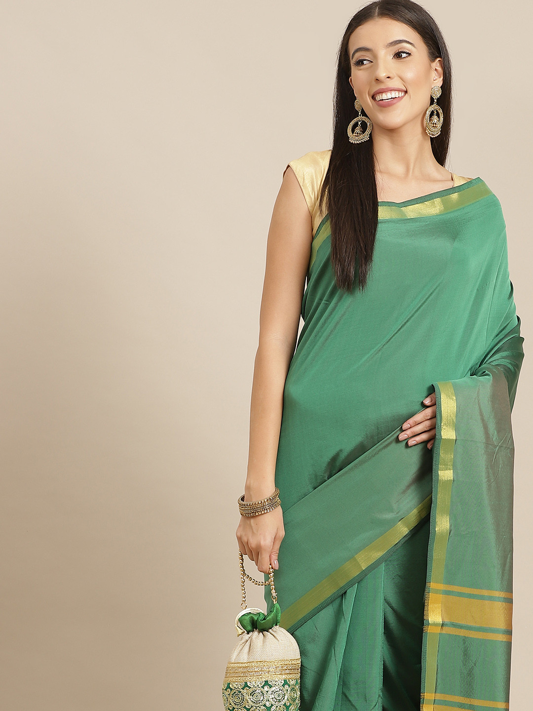 

Anouk Green Bhagalpuri Saree