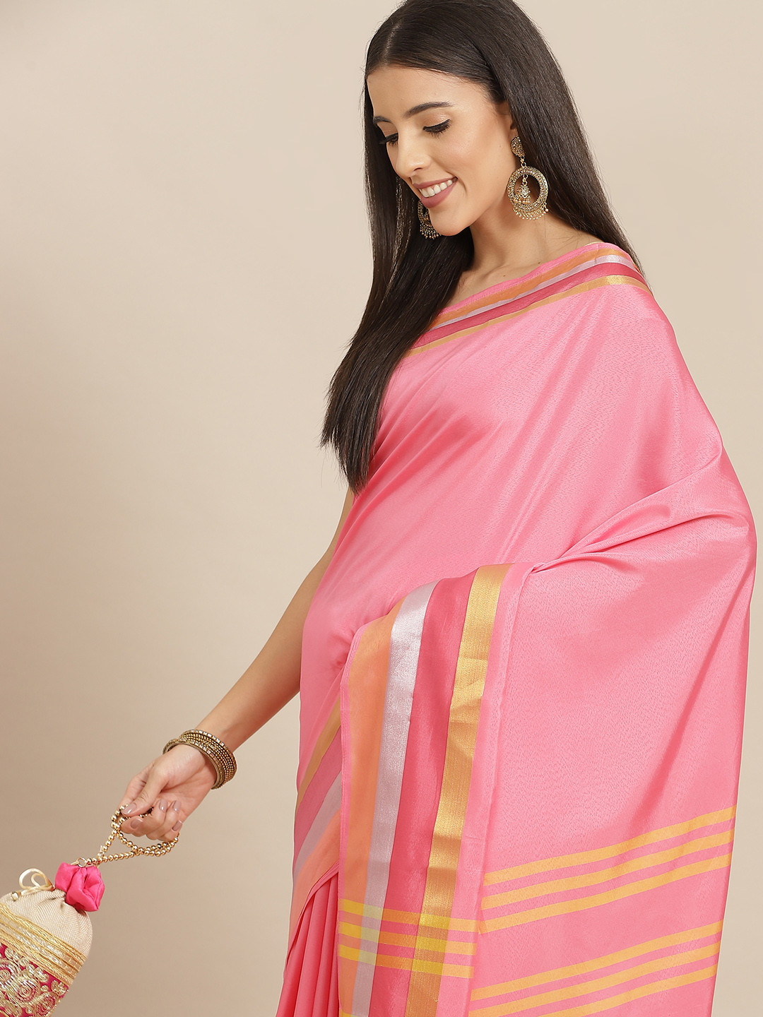 

Anouk Pink Bhagalpuri Saree