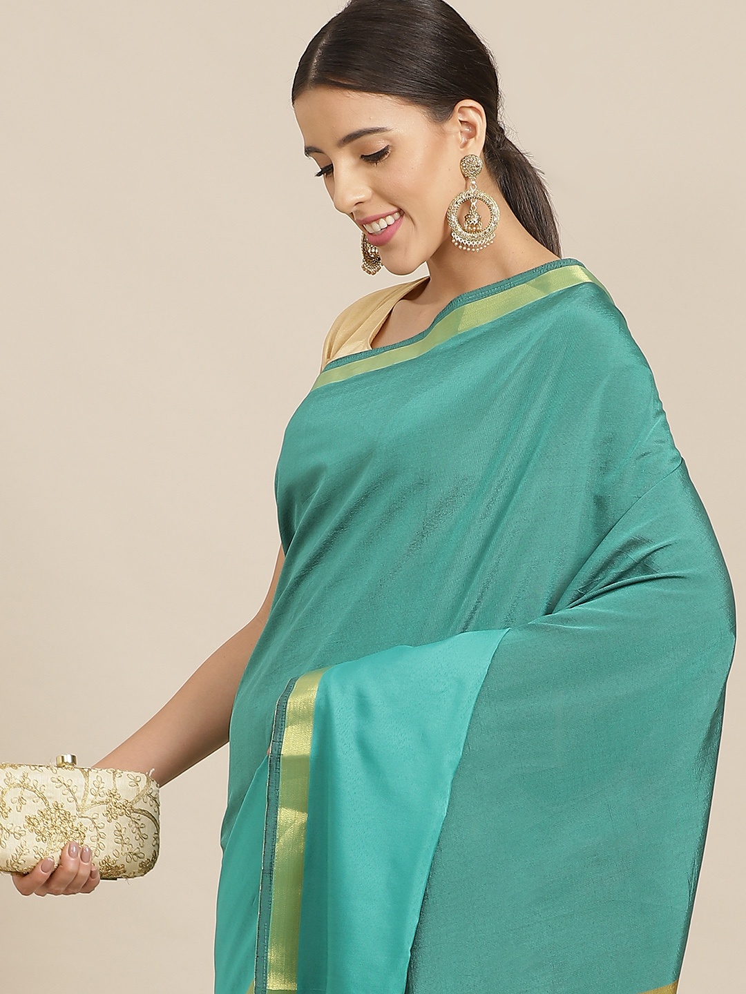 

Anouk Green Bhagalpuri Saree