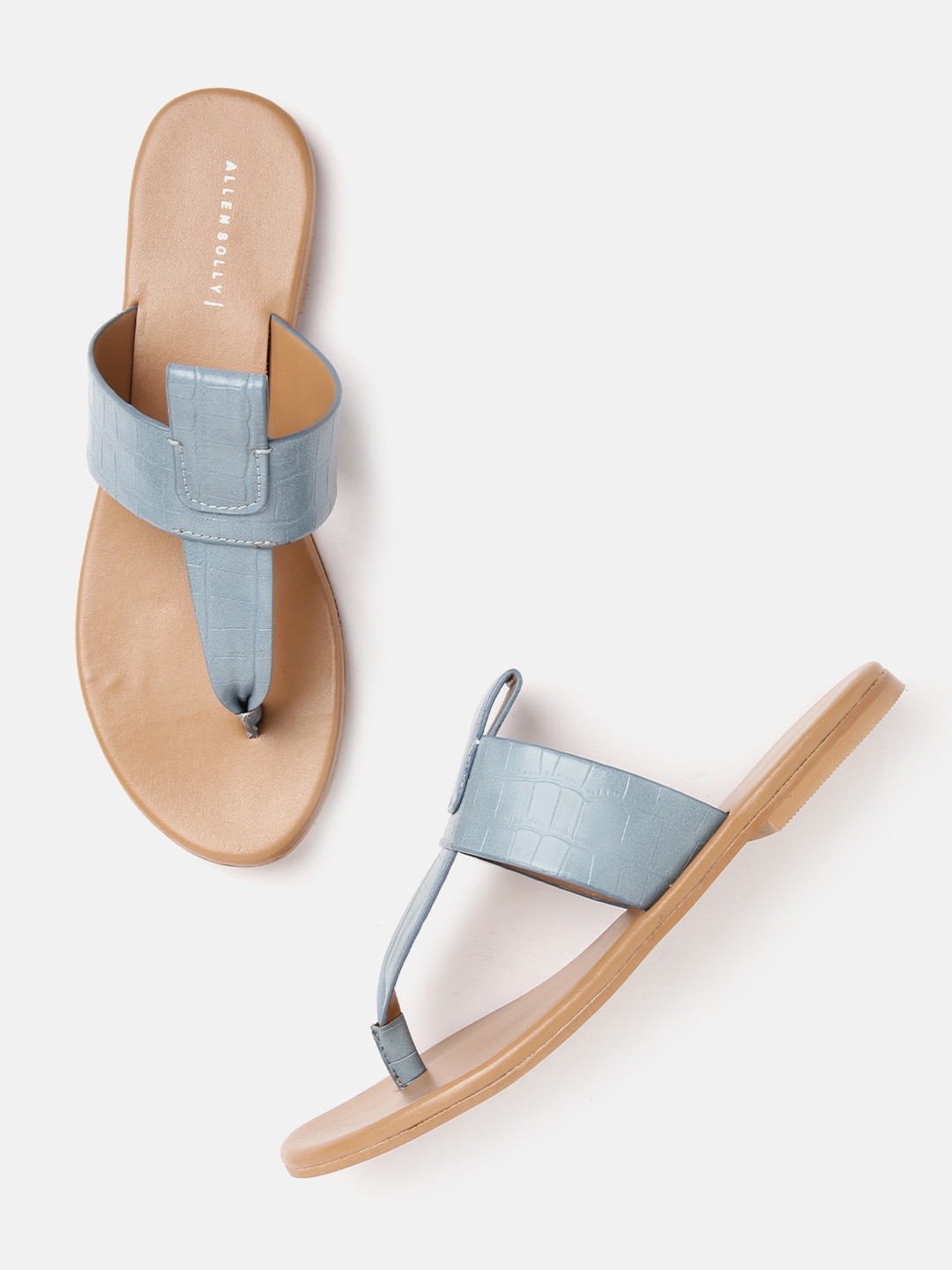 

Allen Solly Women Blue Croc Textured T-Strap Flats