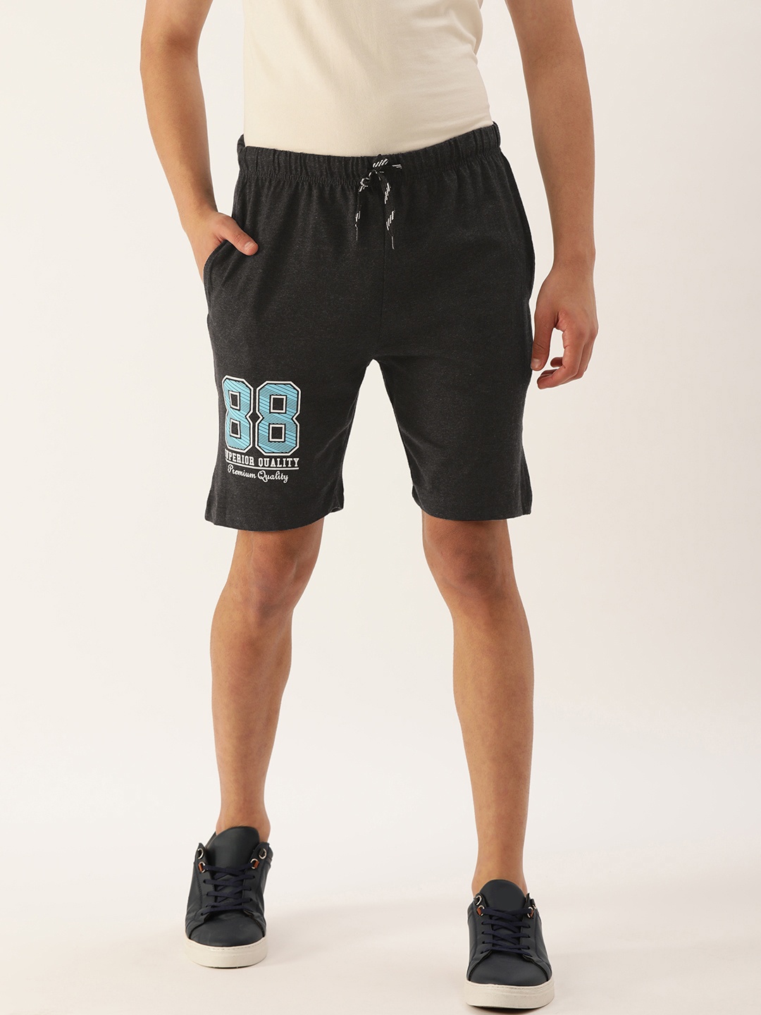

Urban Dog Men Charcoal Typography Printed Regular Shorts