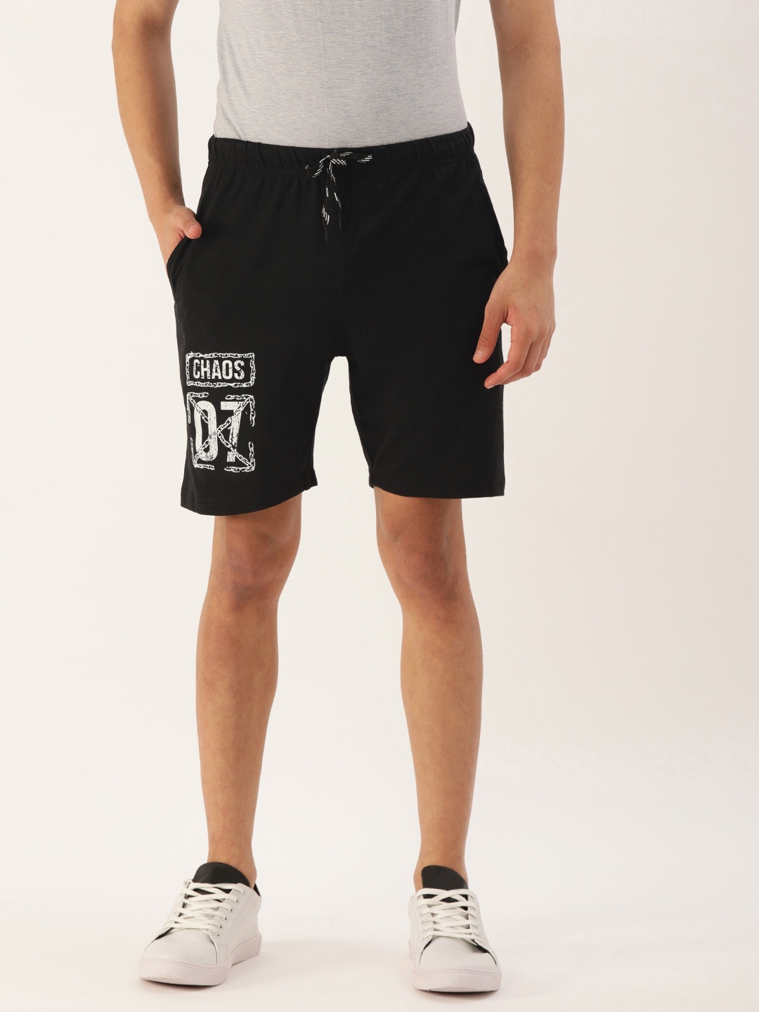 

Urban Dog Men Black Typography Printed Regular Shorts