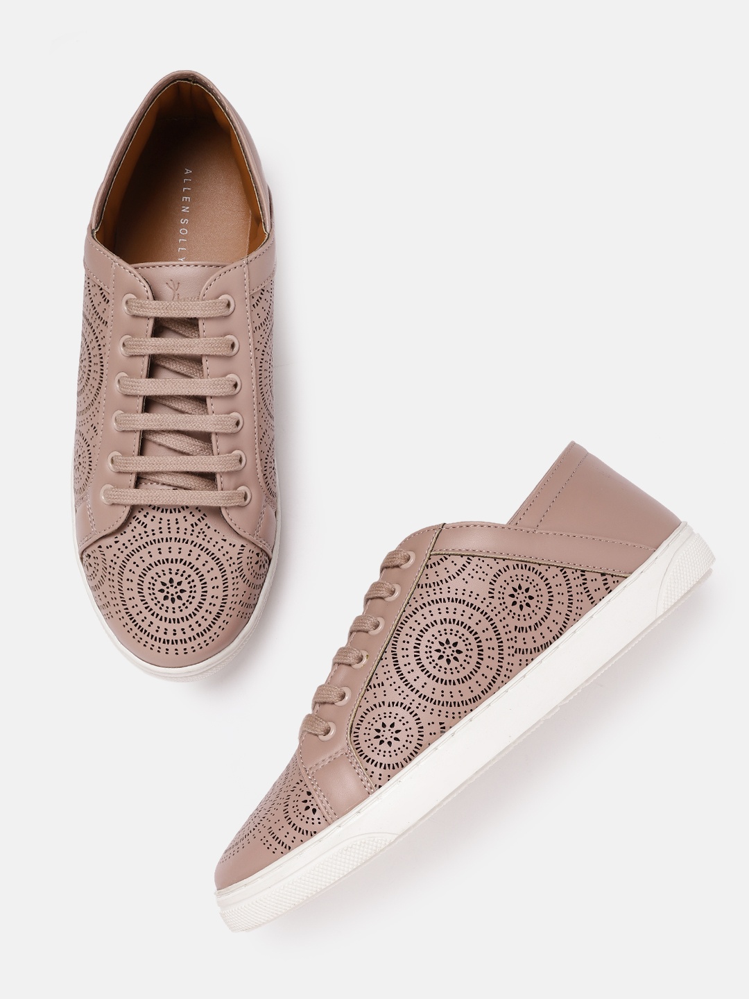 

Allen Solly Women Peach-Coloured Ethnic Motifs Laser Cut Sneakers