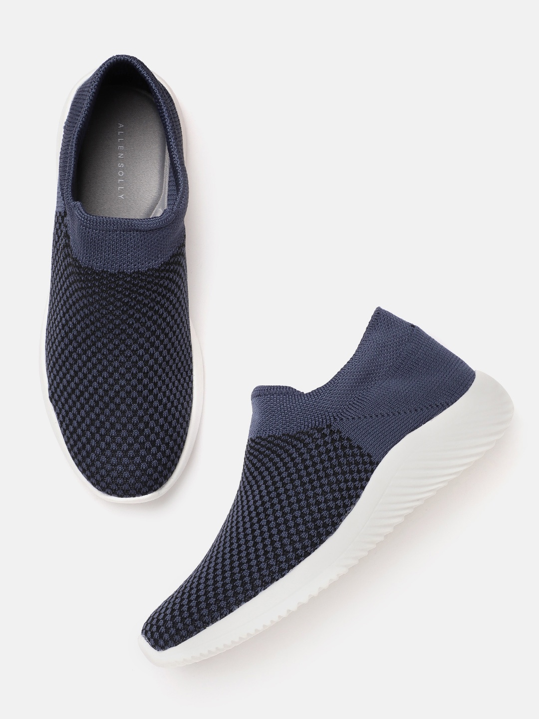 

Allen Solly Women Navy Blue Woven Design Slip-On Sneakers