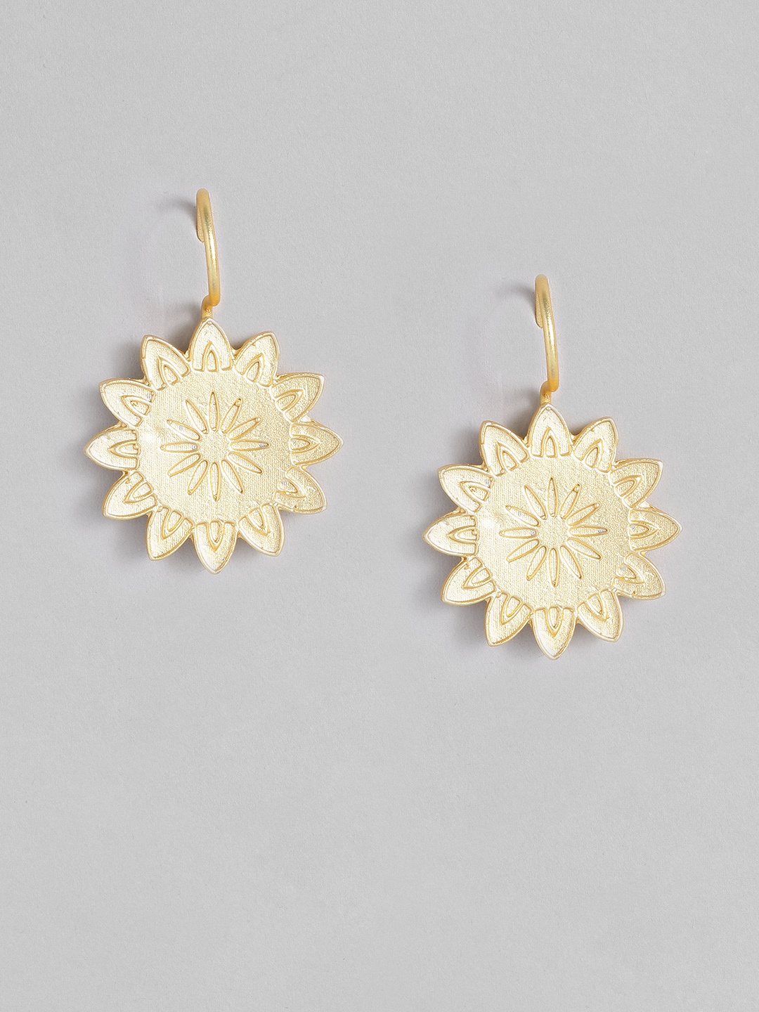 

MIDASKART Gold-Toned Floral Drop Earrings