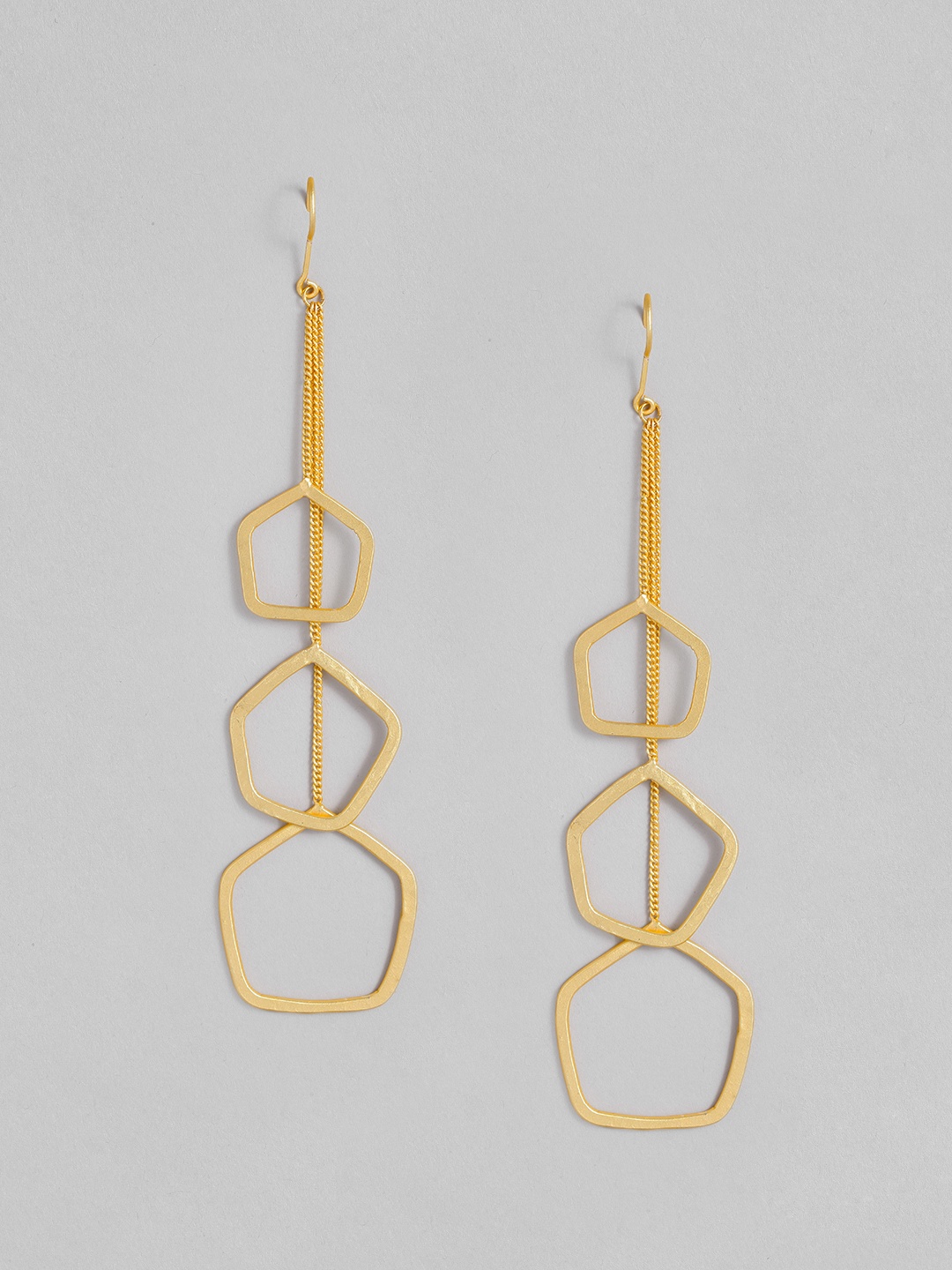 

MIDASKART Gold-Toned Geometric Drop Earrings