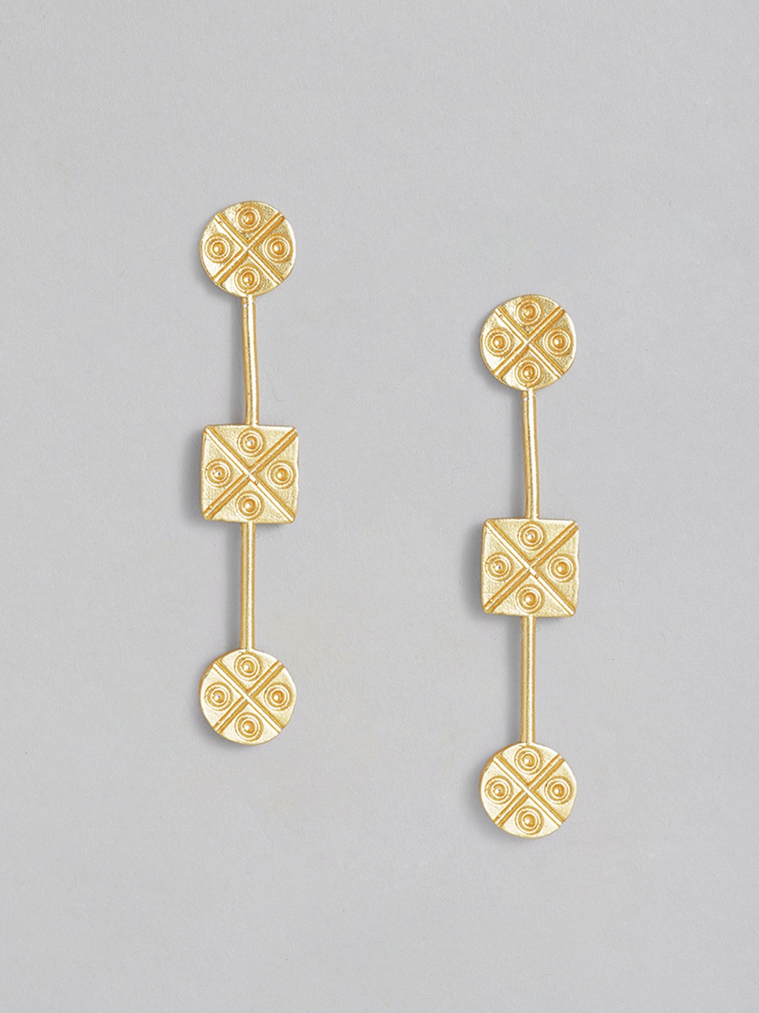 

MIDASKART Gold-Toned Geometric Drop Earrings