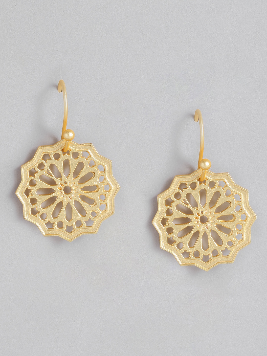 

MIDASKART Gold-Toned Floral Drop Earrings