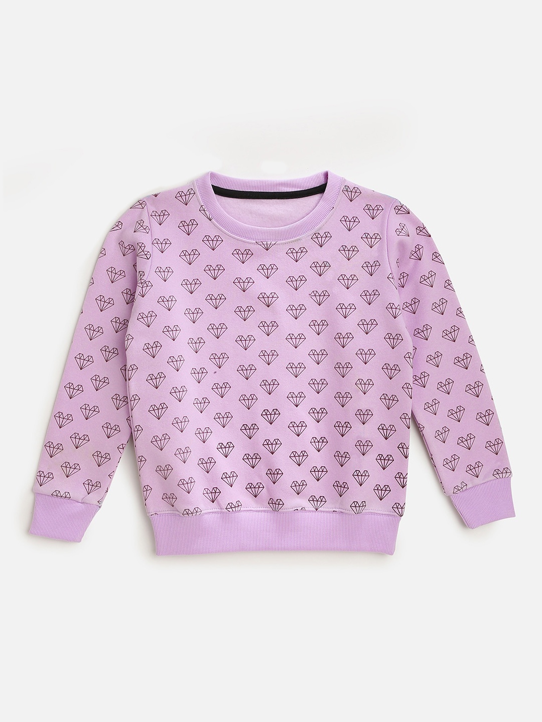 

YK Girls Purple Printed Cotton Sweatshirt