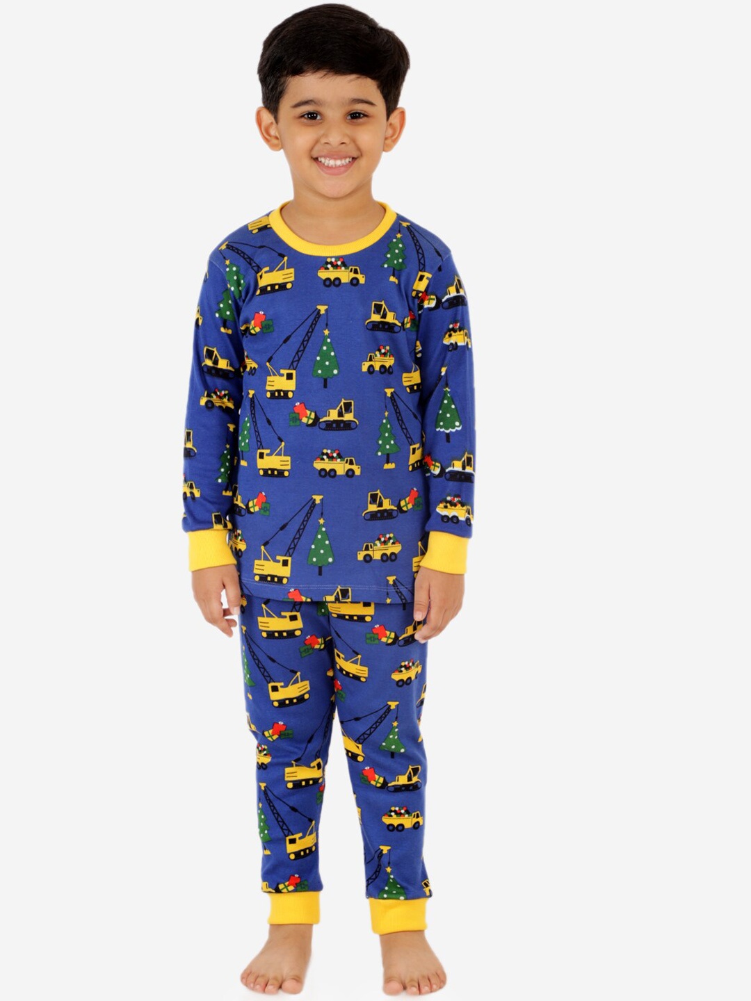 

Lazy Shark Boys Blue & Yellow Printed Night suit