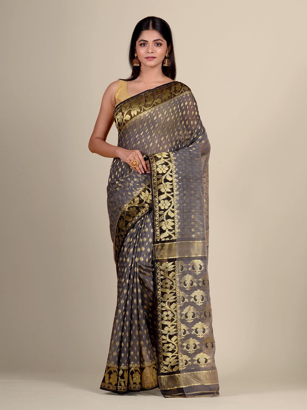 

Charukriti Women Grey Woven Design