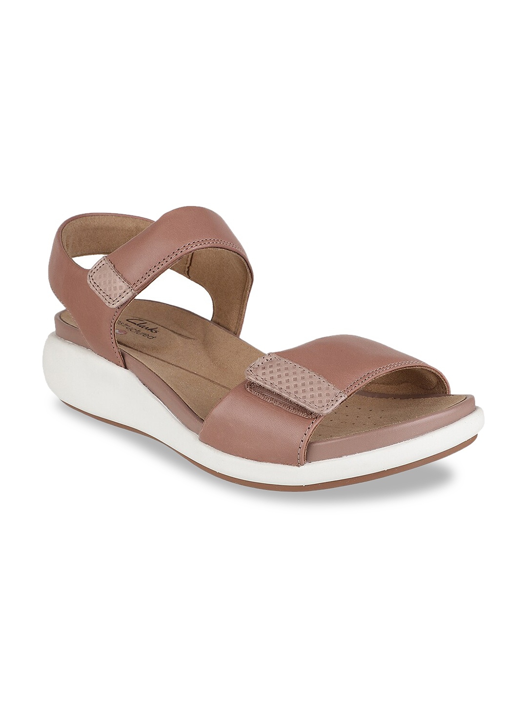 

Clarks Women Pink Solid Leather Comfort Sandals