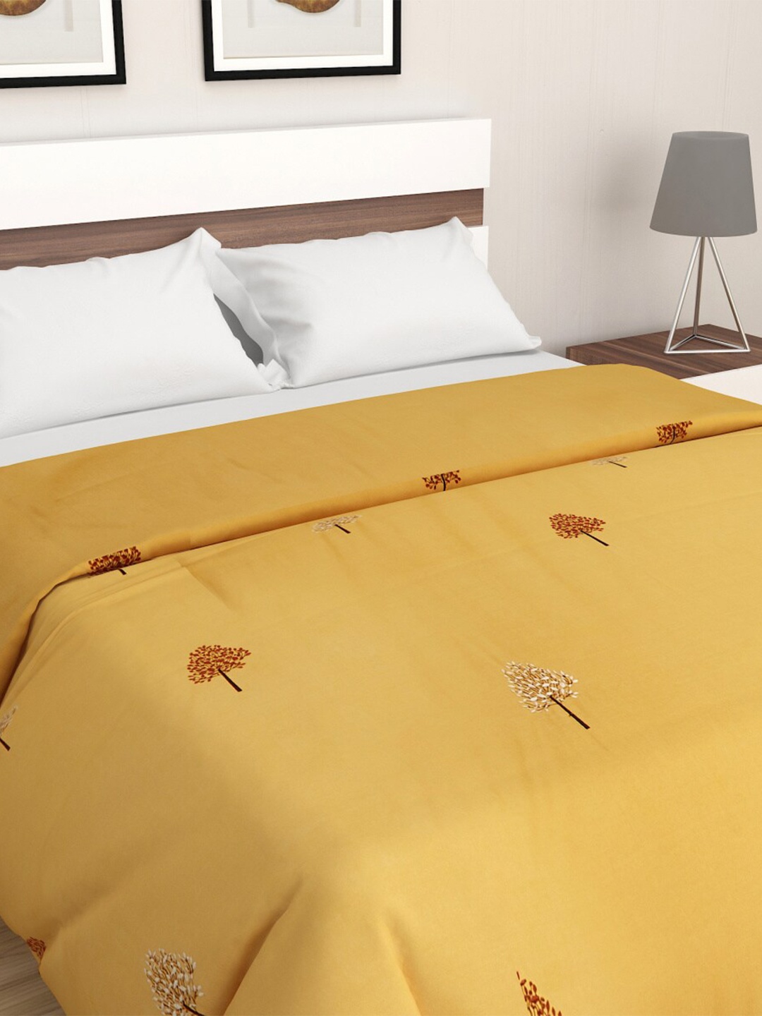 

Home Centre Yellow Floral Printed Mild Winter 150 GSM Double Bed Blanket