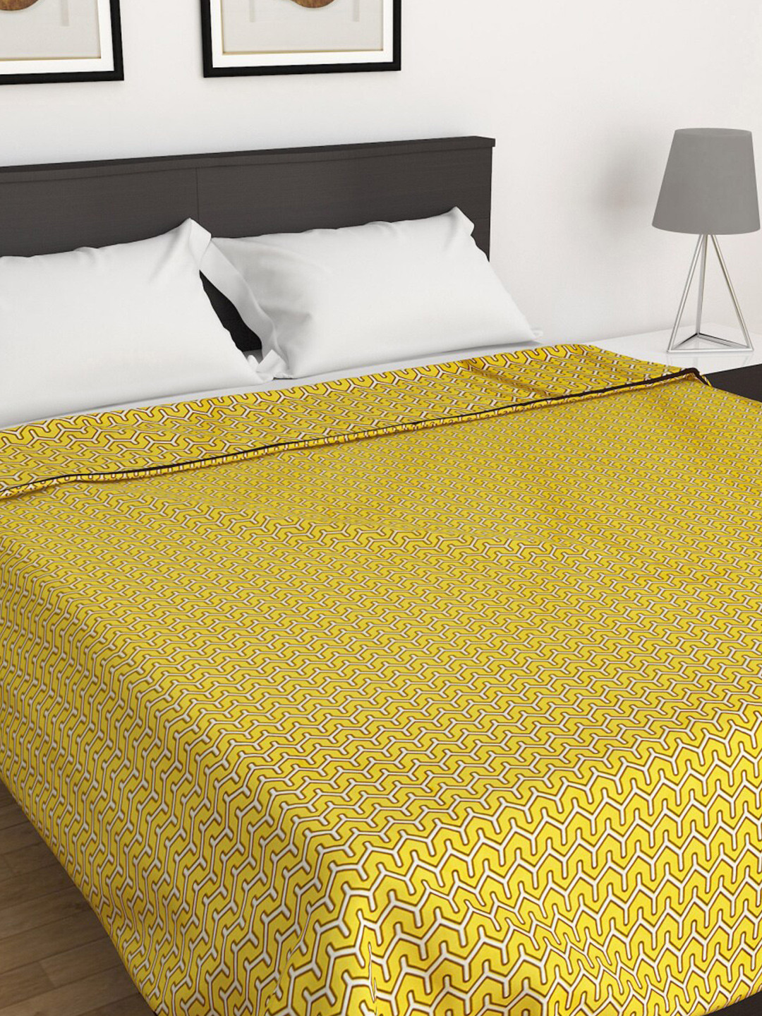 

Home Centre Mustard Geometric Mild Winter 150 GSM Double Bed Dohar