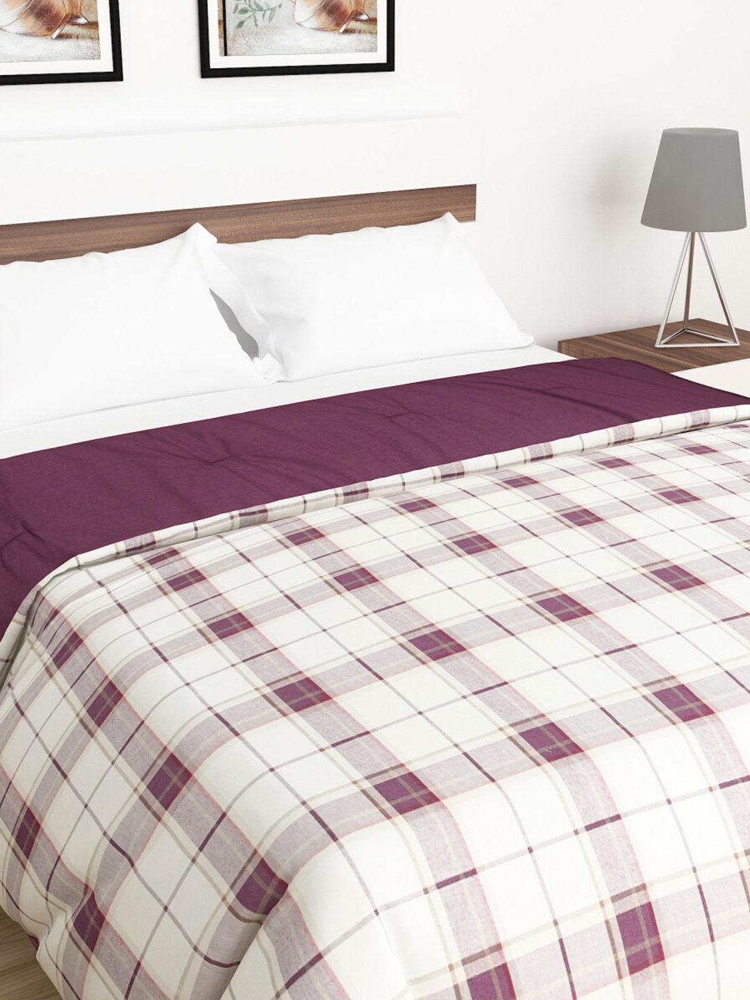 

Home Centre Purple & White Checked Mild Winter 150 GSM Double Bed Comforter
