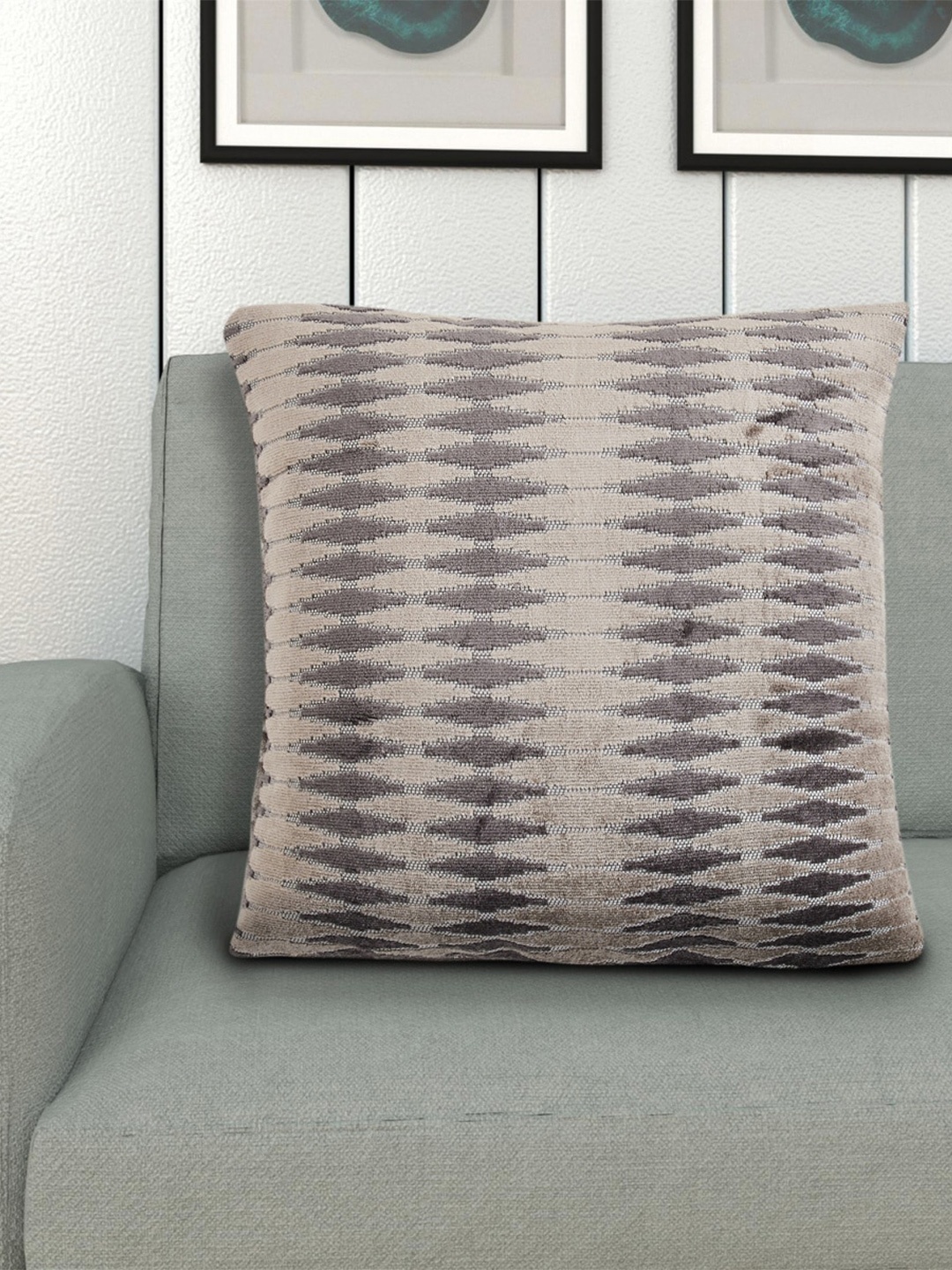 

Home Centre Grey Velvet Textured Square Cushion Cover