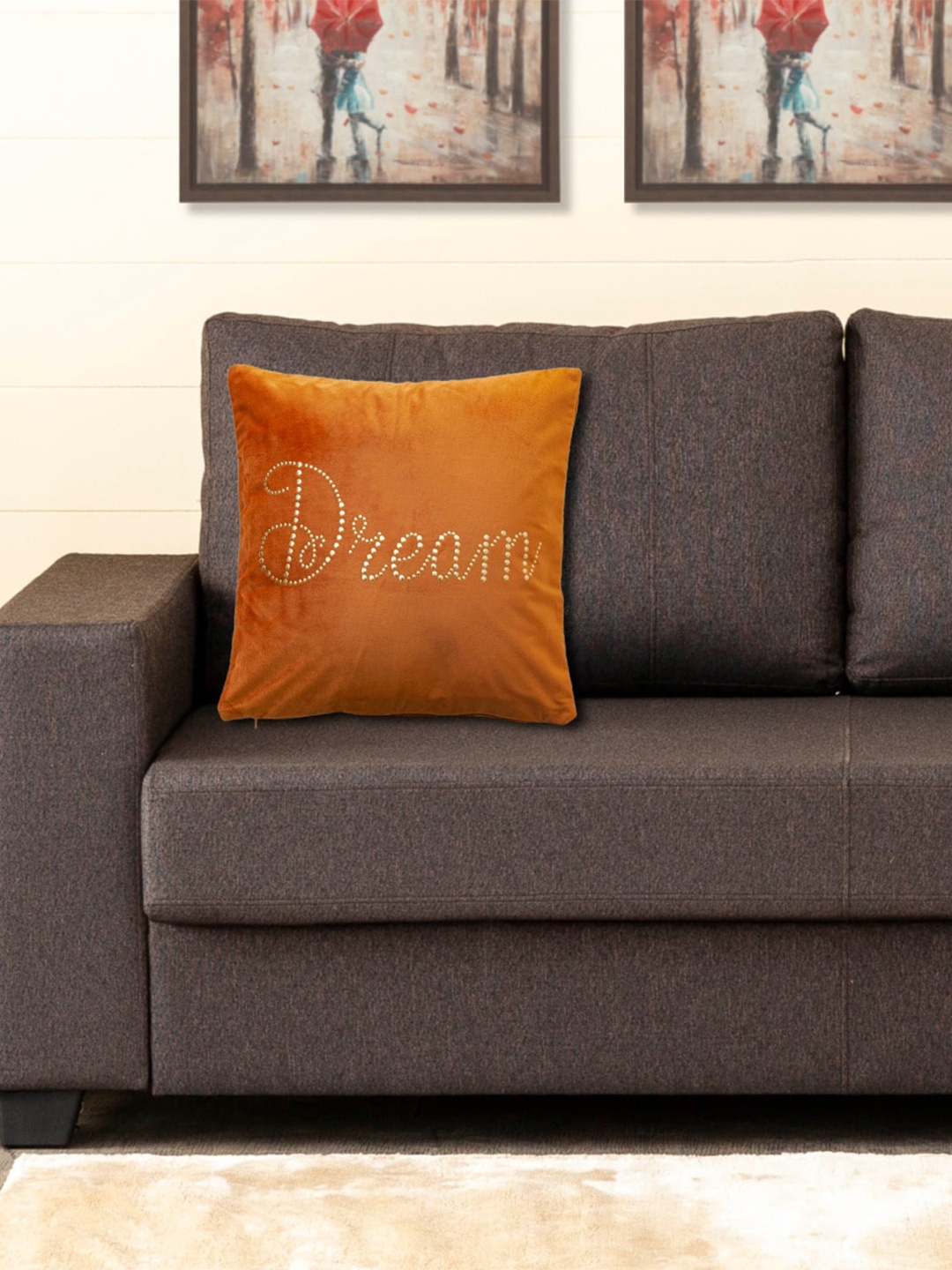 

Home Centre Brown Embellished Square Cushion Cover