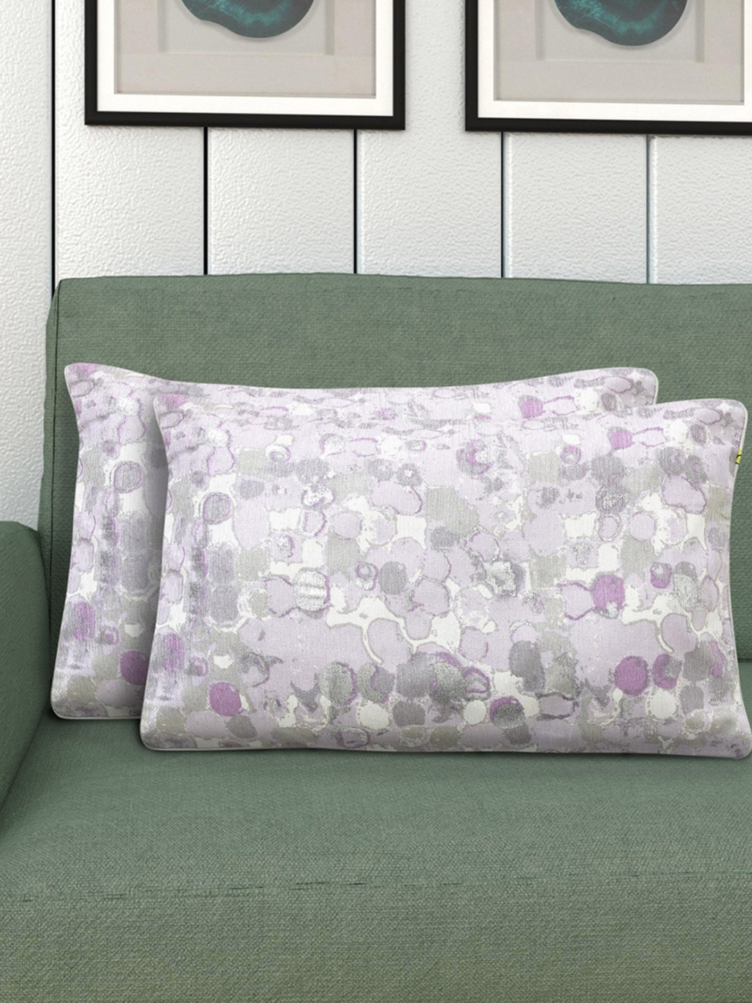 

Home Centre Set of 2 Purple Printed Square Cushion Covers