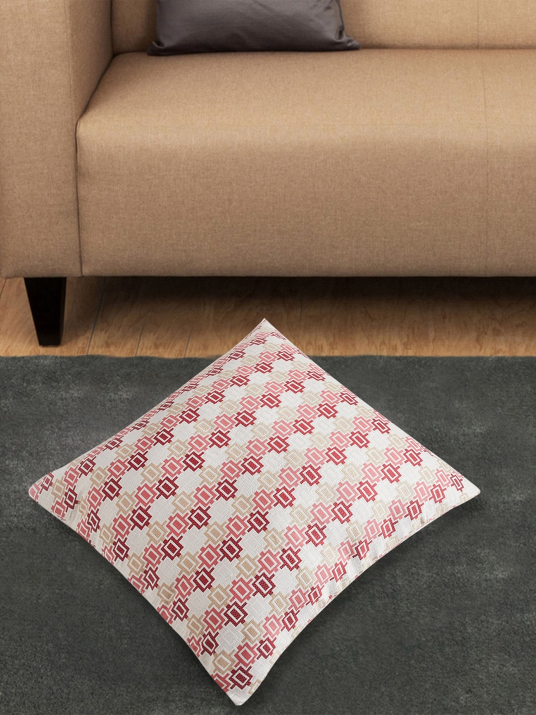 

Home Centre Multicolor Geometric Woven Designed Square Cushion Cover, Multi