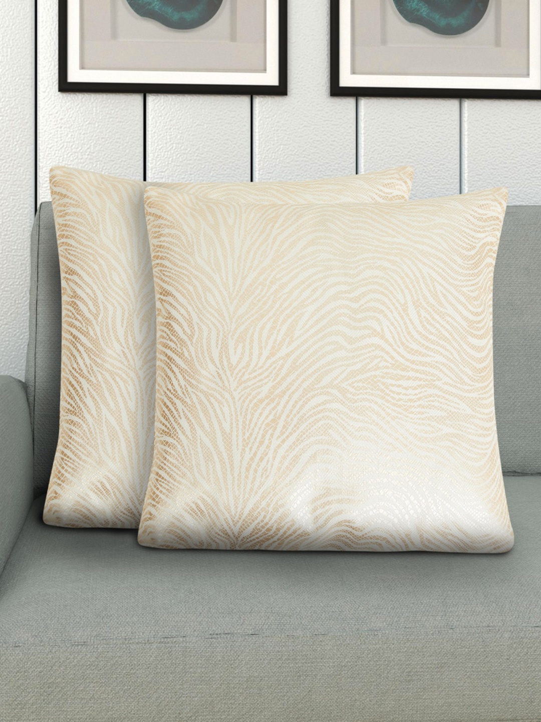 

Home Centre Set of 2 Gold-Toned Foil Printed Square Cushion Covers