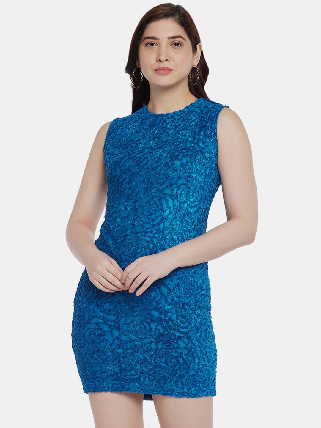 

Emmyrobe Blue Self-design Sheath Dress
