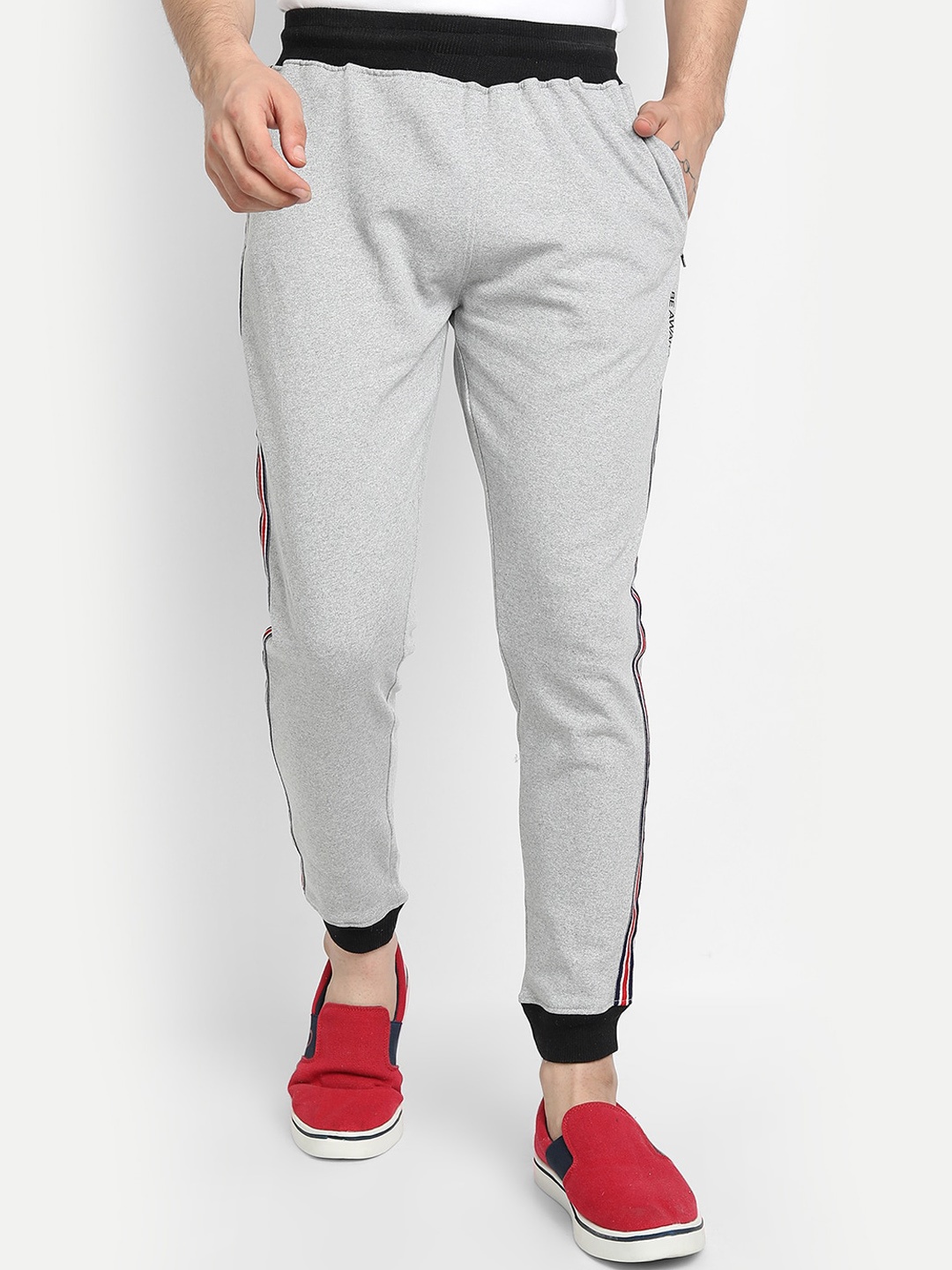 

BE AWARA Men Grey Melange Solid Cotton Joggers