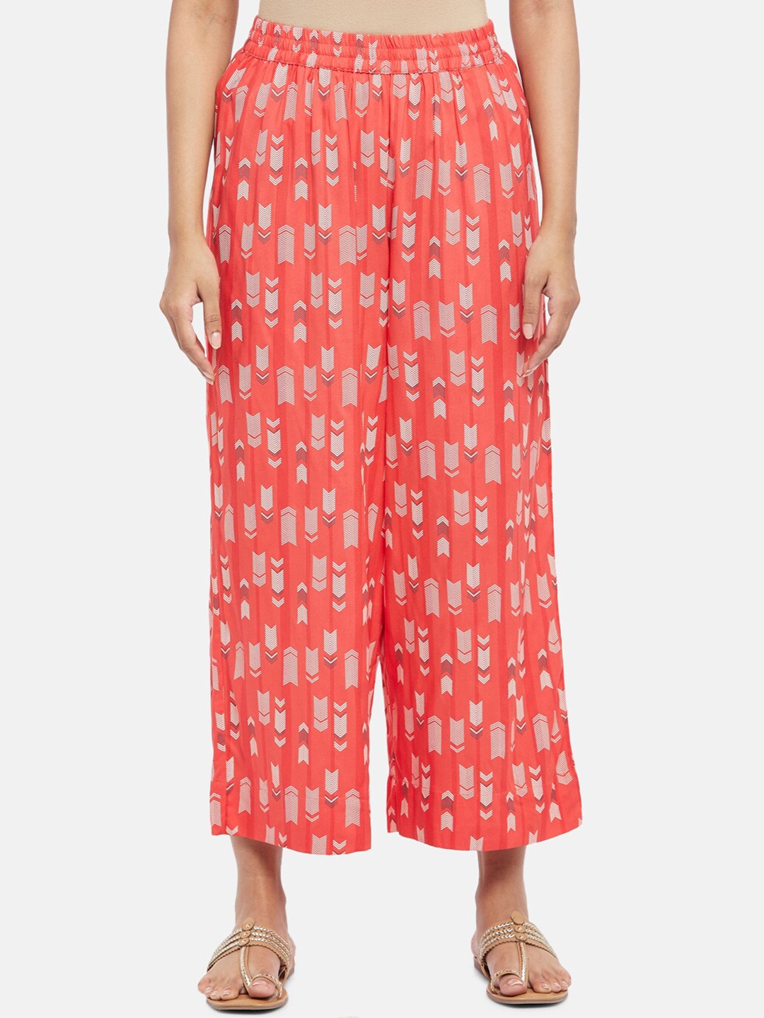 

RANGMANCH BY PANTALOONS Women Coral Printed Palazzo