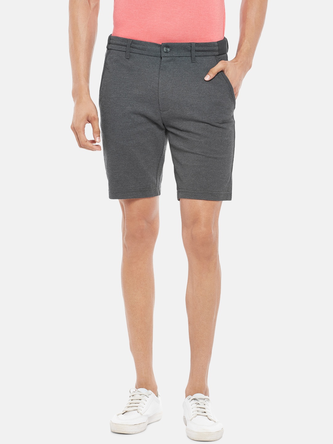 

BYFORD by Pantaloons Men Slim Fit Low-Rise Regular Shorts, Grey