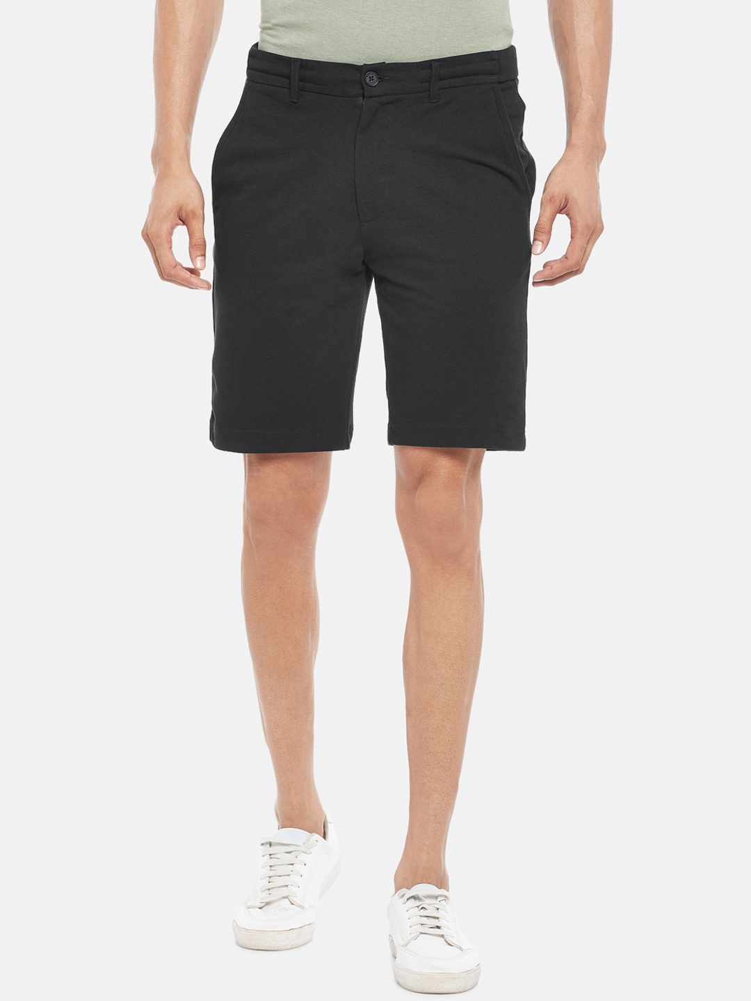

BYFORD by Pantaloons Men Black Slim Fit Low-Rise Pure Cotton Shorts