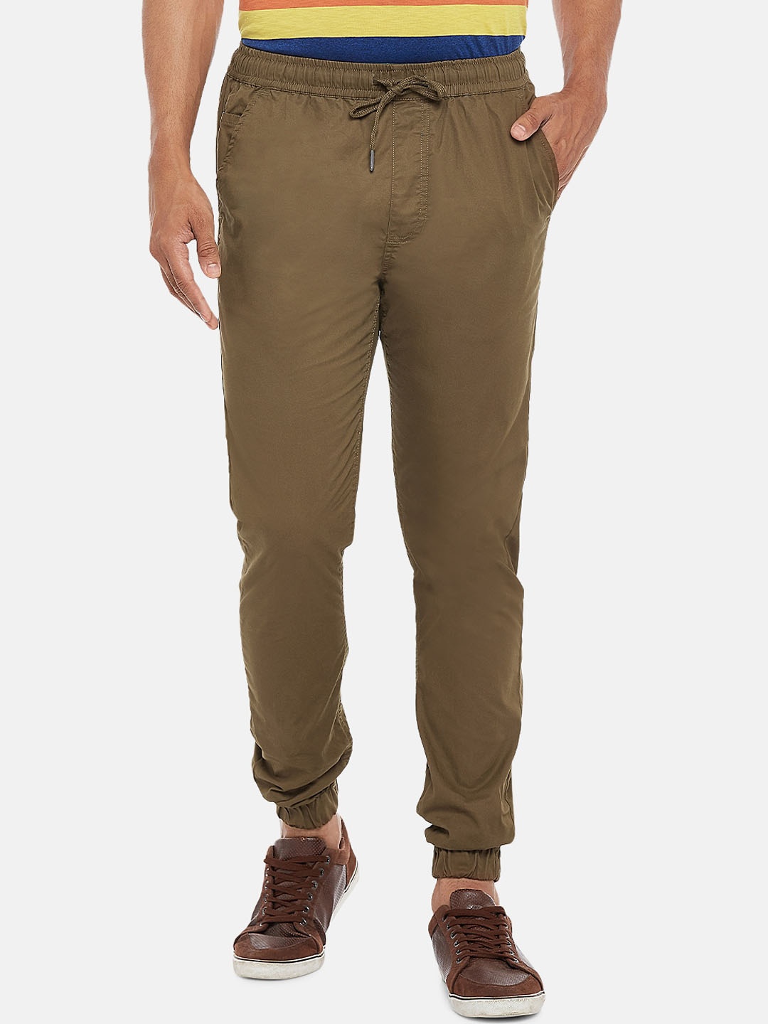 

Urban Ranger by pantaloons Men Brown Slim Fit Pure Cotton Joggers