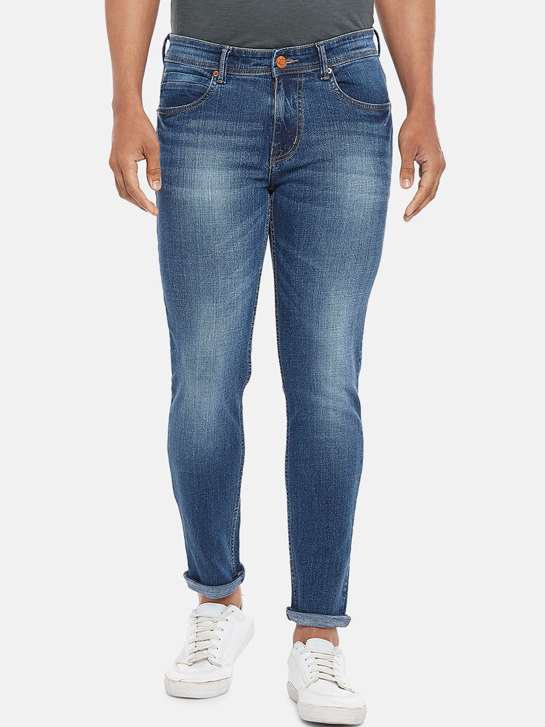 

People Men Blue Skinny Fit Heavy Fade Jeans