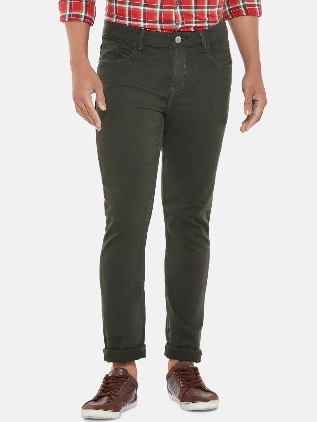 

SF JEANS by Pantaloons Men Olive Green Skinny Fit Low-Rise Jeans