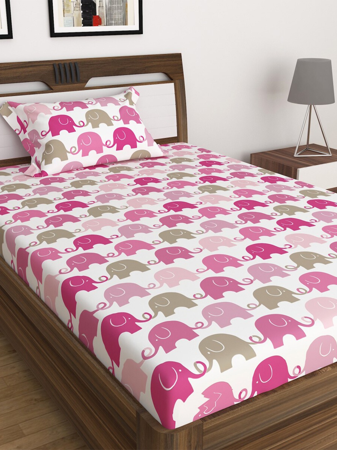 

Home Centre Slate White Flat 2-Piece Printed Cotton 150TC Single Bedsheet Set