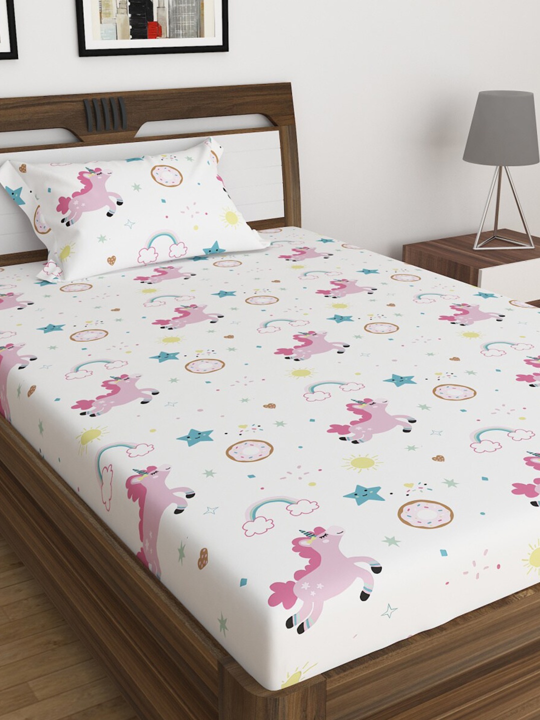 

Home Centre 150 TC Slate White Printed 2-Piece Flat Sheet Single Bedsheet Set