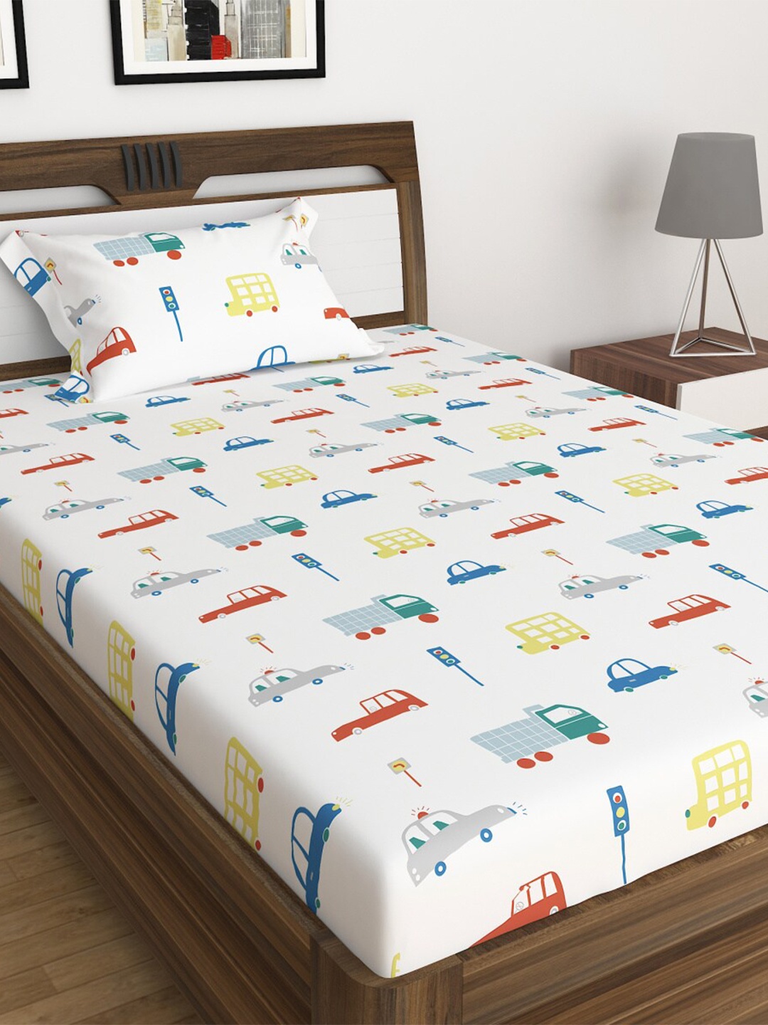 

Home Centre Slate White Printed 2-Piece Cotton 150TC Flat Sheet Single Bedsheet Set
