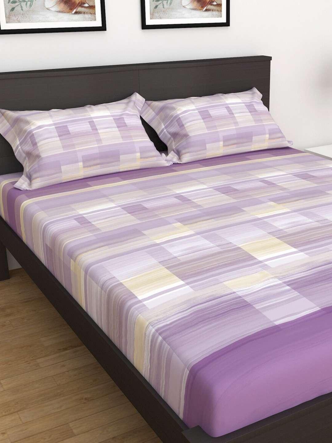 

Home Centre 3Pcs Royal Indulgence Purple Printed Super King Bedsheet Set