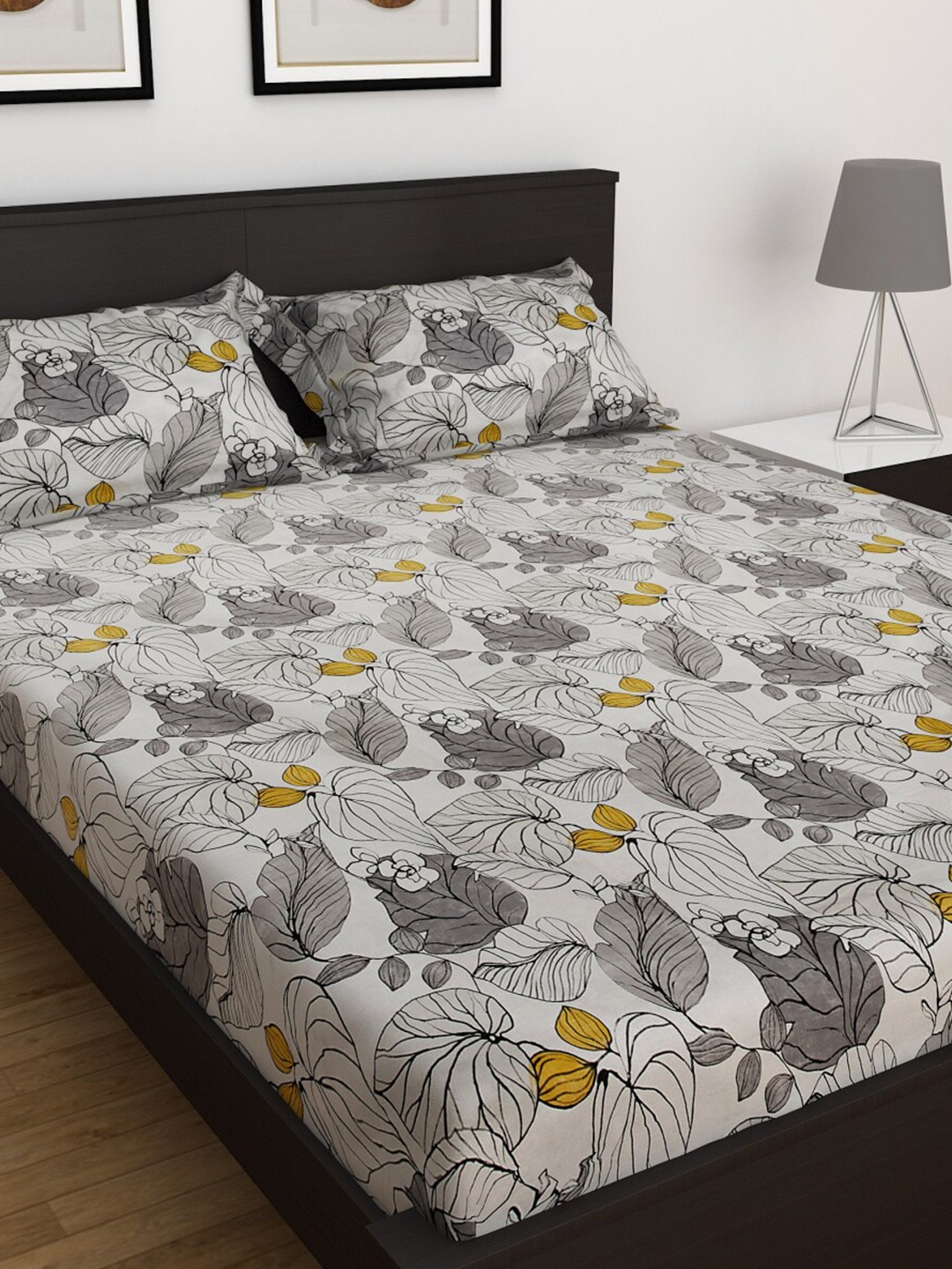 

Home Centre Grey Medley Print 3 Pcs. Cotton Double Bedsheet Set 1.80 m x 1.95 m