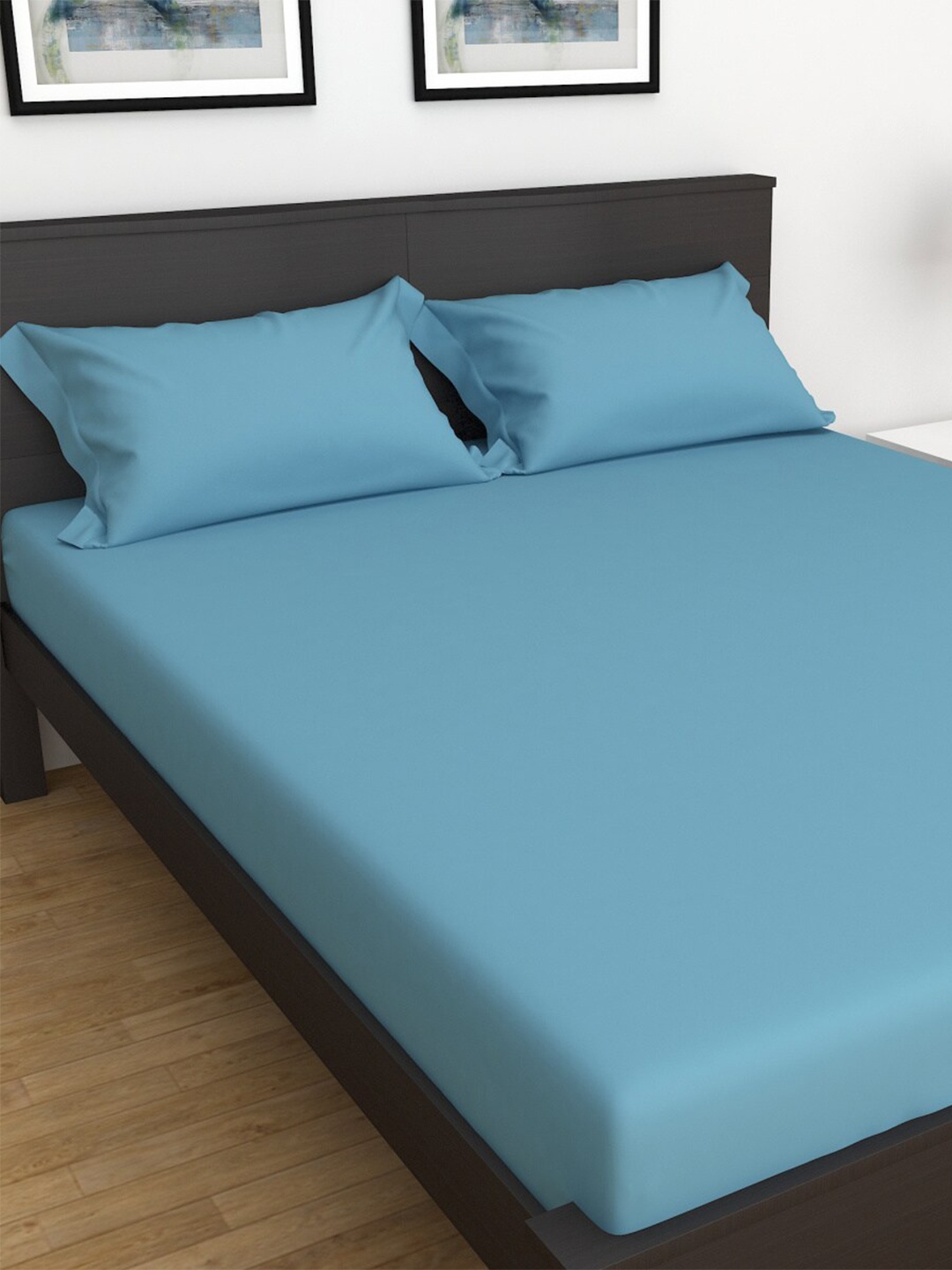 

Home Centre 300 TC Magical Indulgence Blue Solid Super King Bedsheet Set