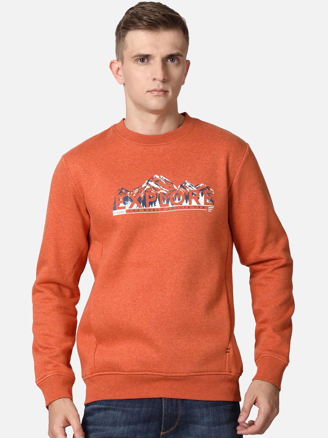 

t-base Men Rust Printed Sweatshirt