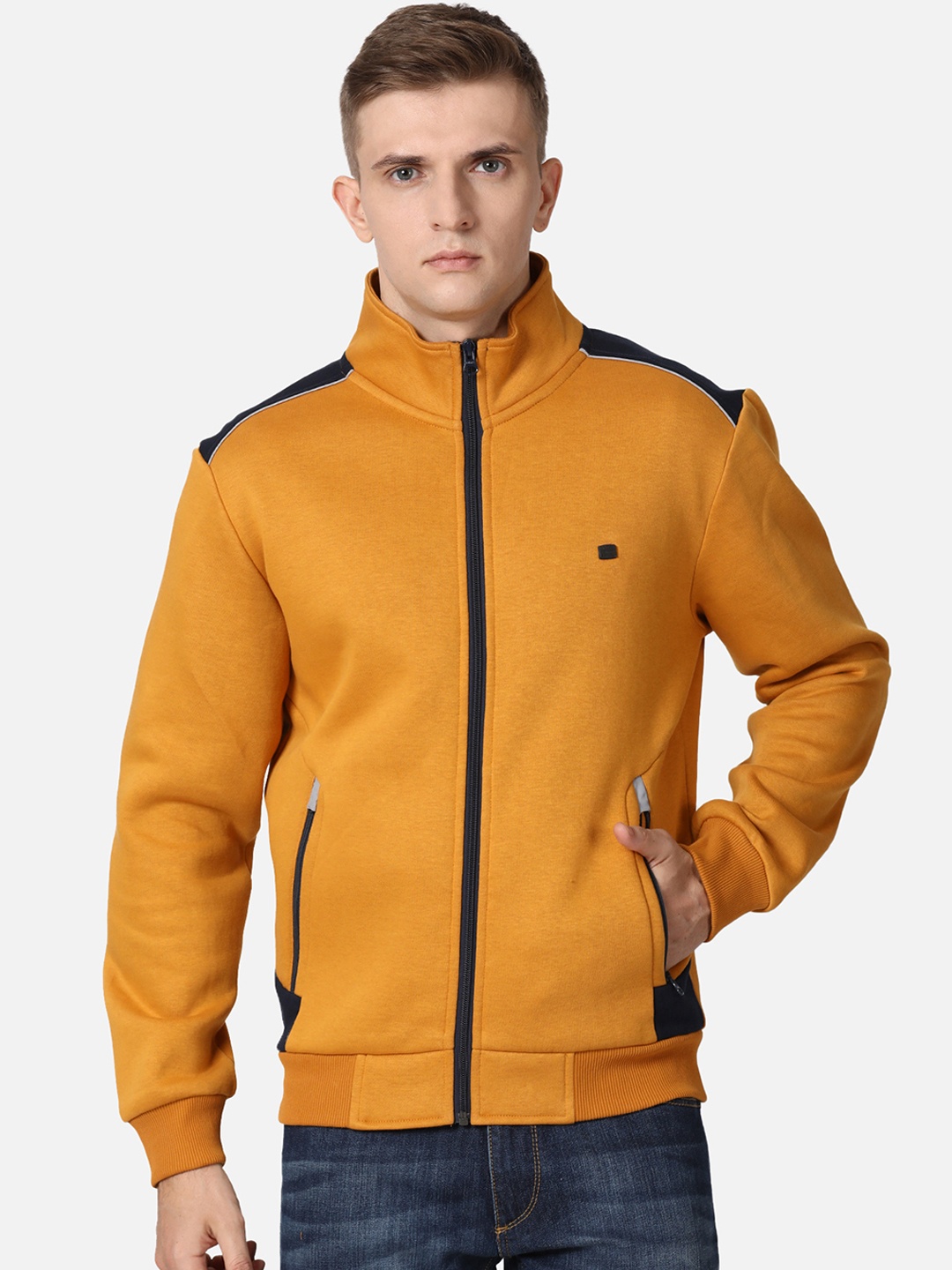 

t-base Men Yellow Front-Open Sweatshirt
