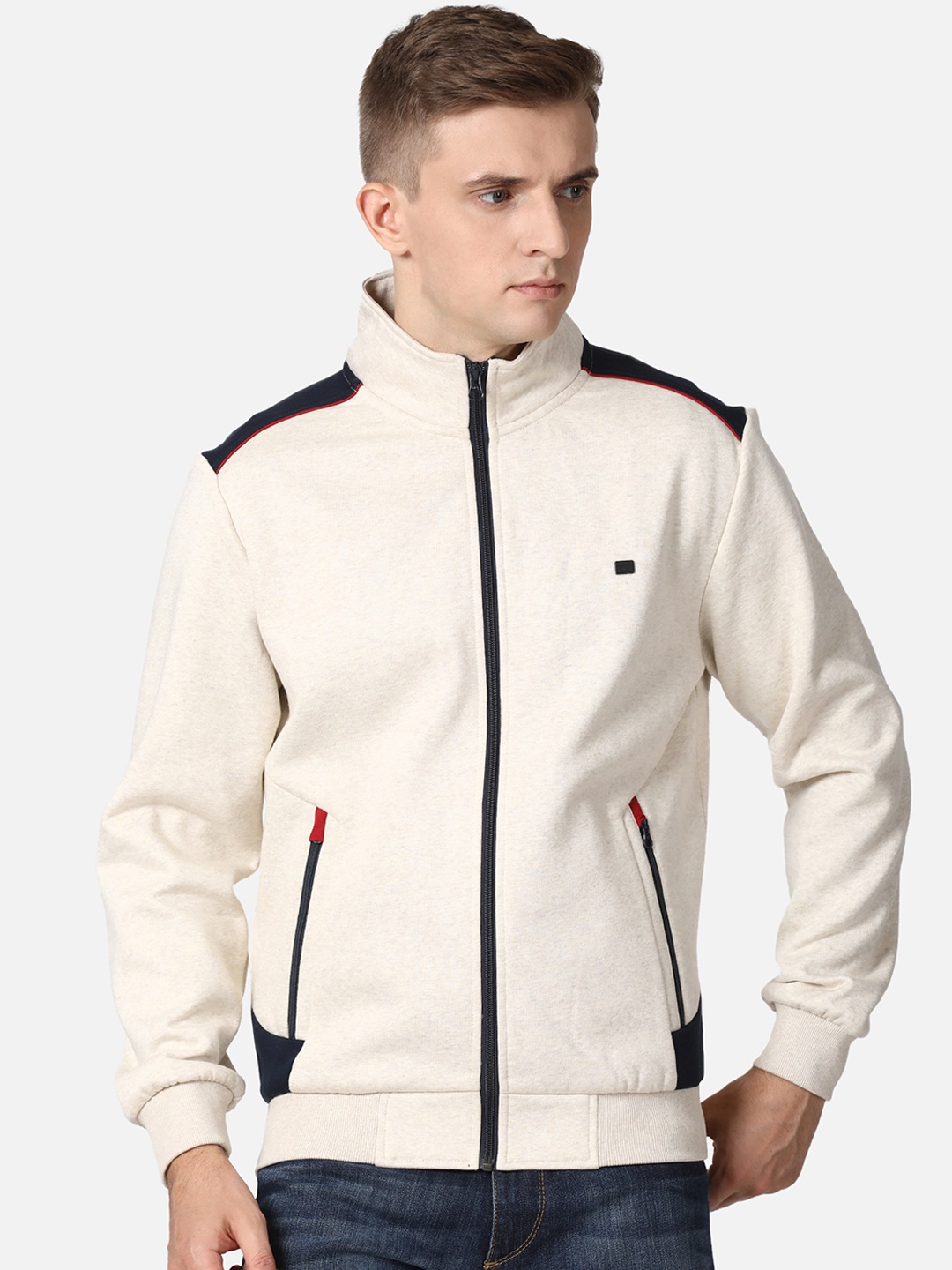 

t-base Men Beige Front-Open Sweatshirt