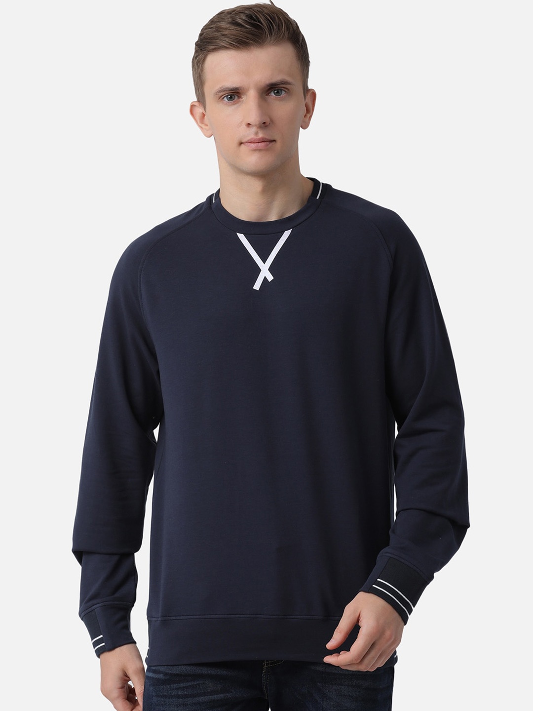 

t-base Men Navy Blue Pullover Sweatshirt