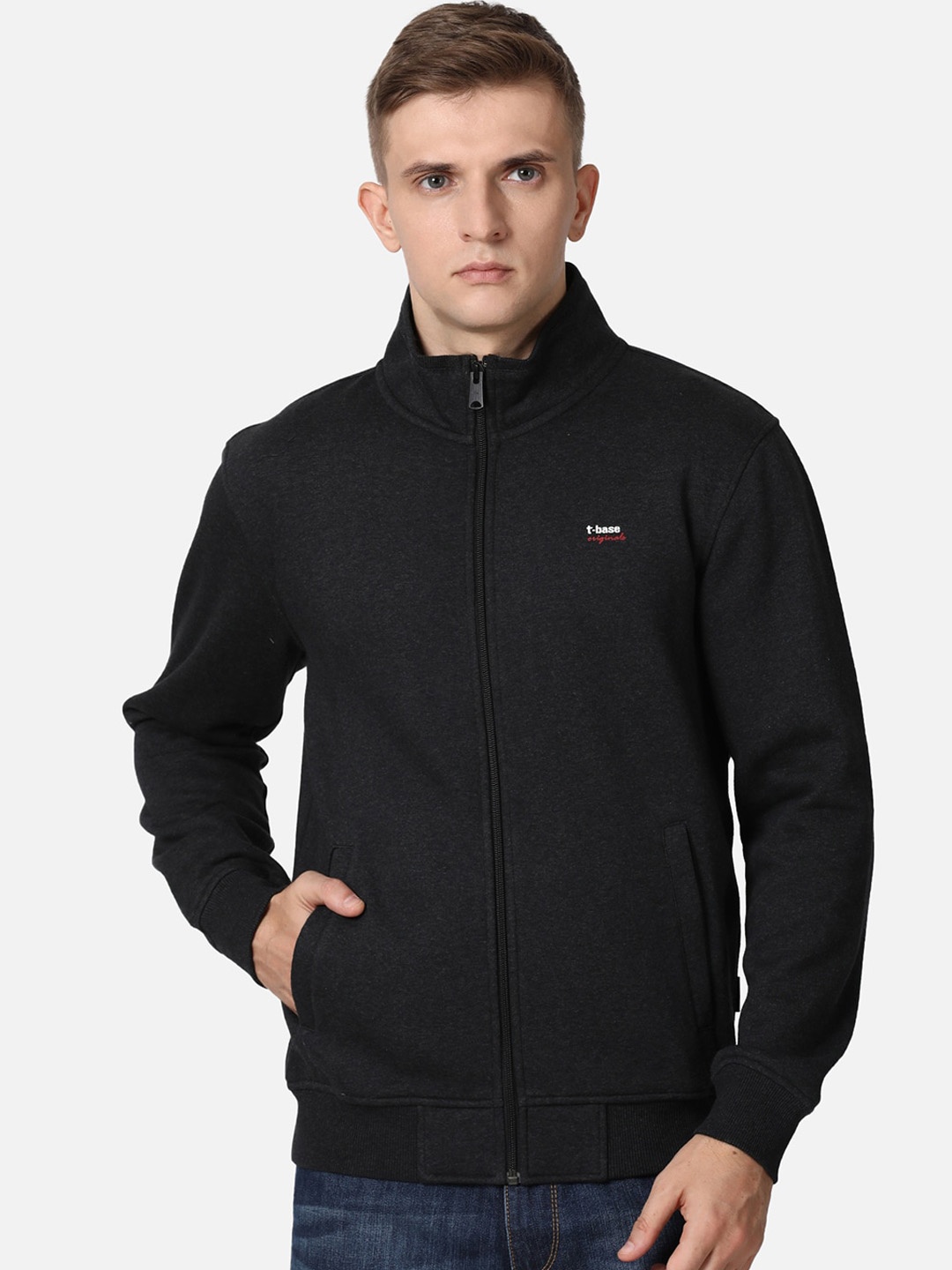 

t-base Men Charcoal Solid Sweatshirt