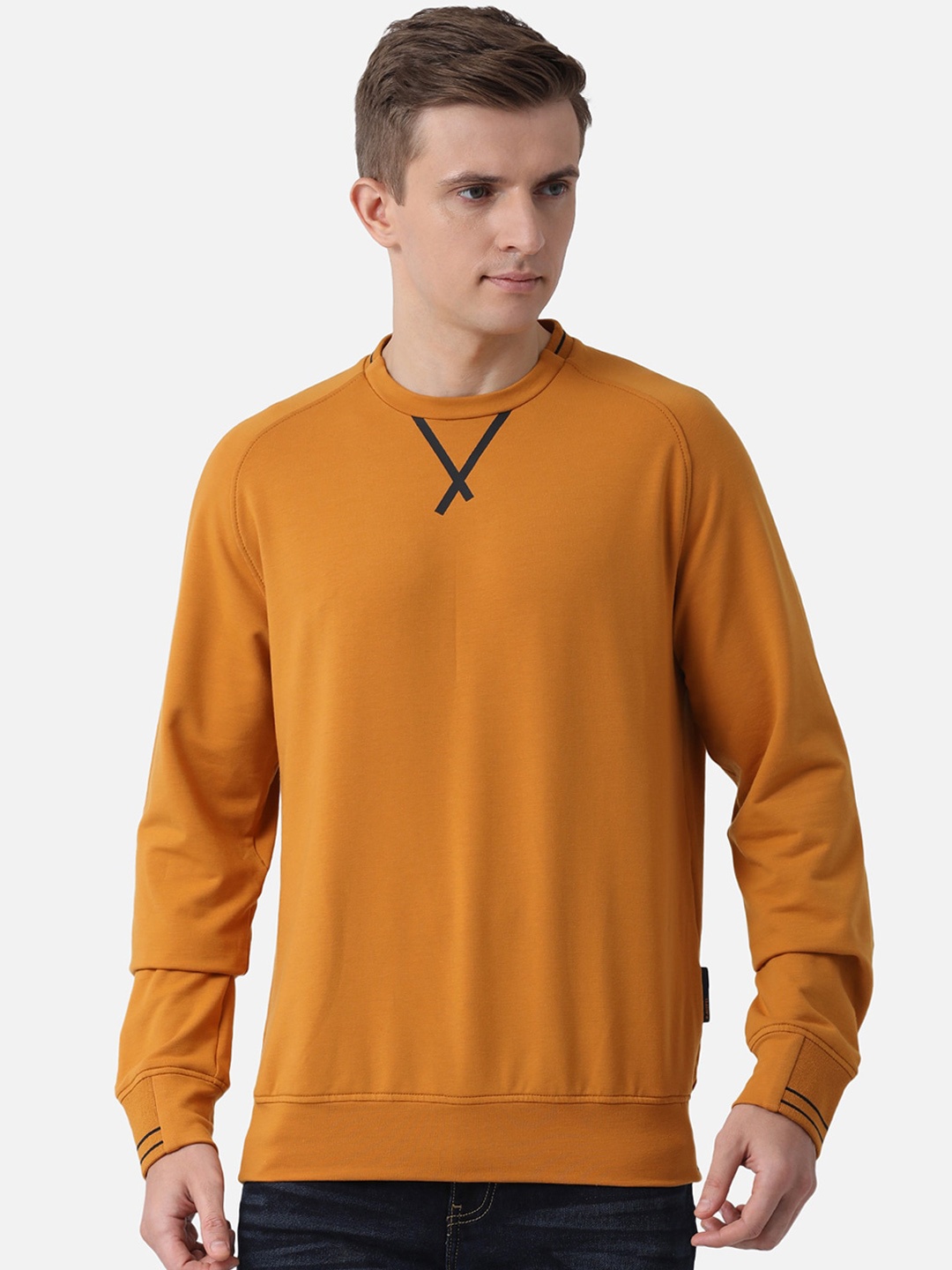 

t-base Men Mustard Solid Sweatshirt